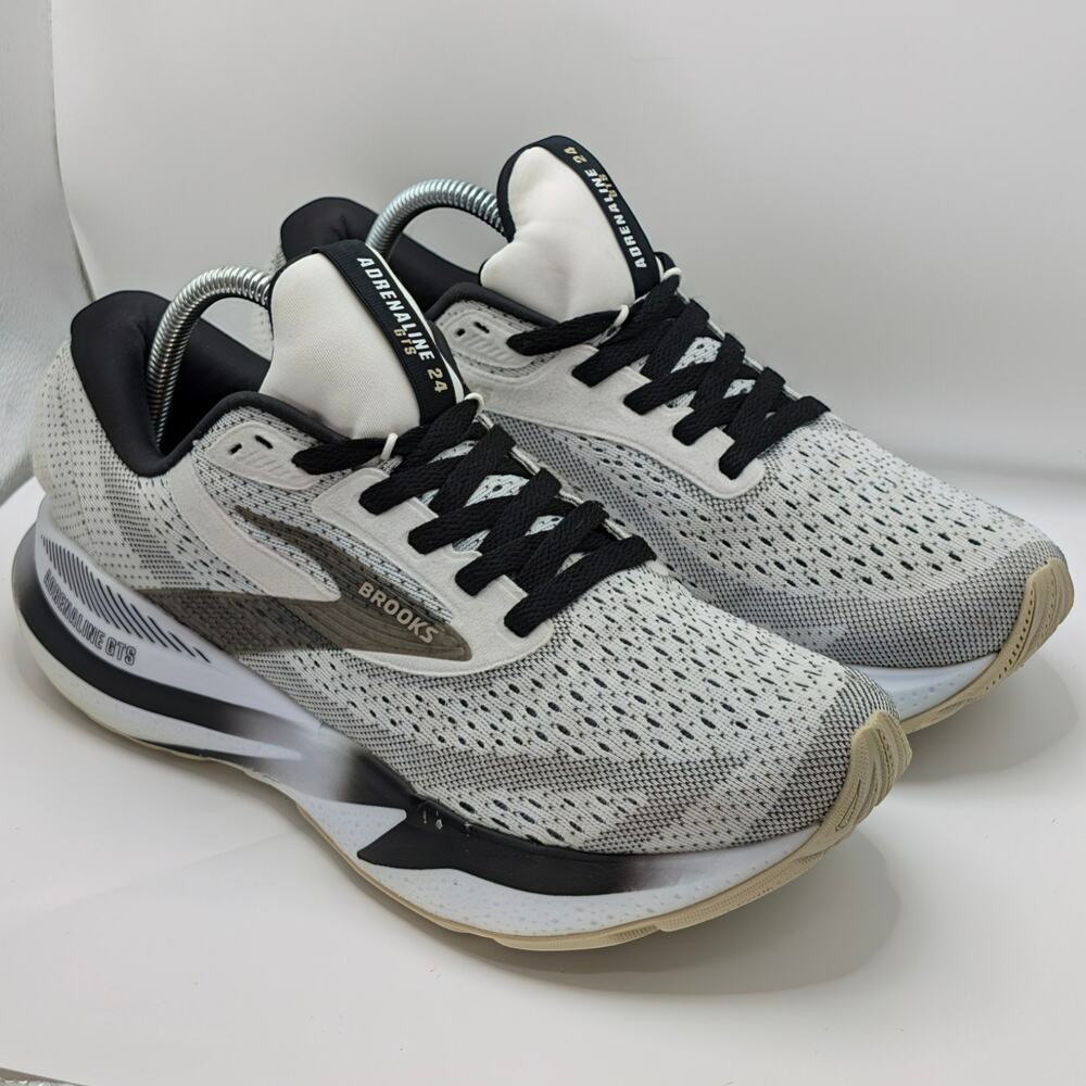 Brooks Adrenaline GTS 24 White Black Pelican Womens 10.5 B UK 8.5 Running Shoes